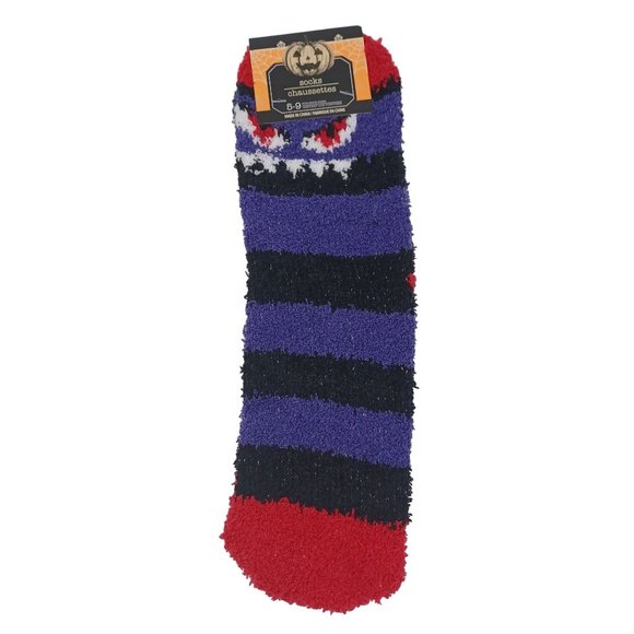 NWT Women's Halloween Fuzzy Socks Red Eyes Soft & Warm Size 5-9 Short Crew - Picture 1 of 6